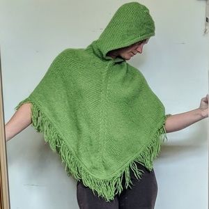 Cozy knit shawl layer with hood